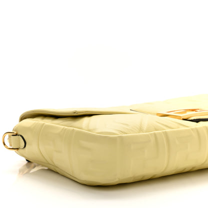 Fendi Nappa FF 1974 Embossed Large Baguette Banana 10 of 12