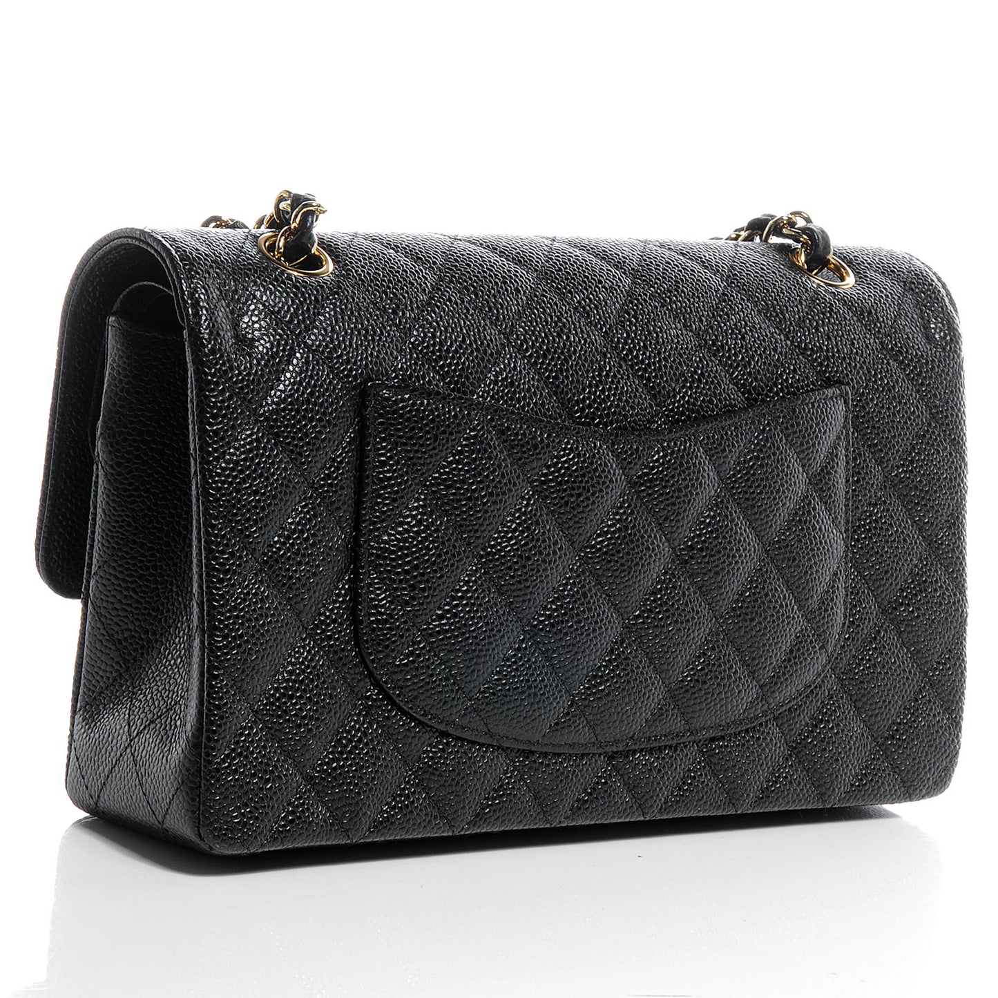 Caviar Quilted Medium Double Flap Black