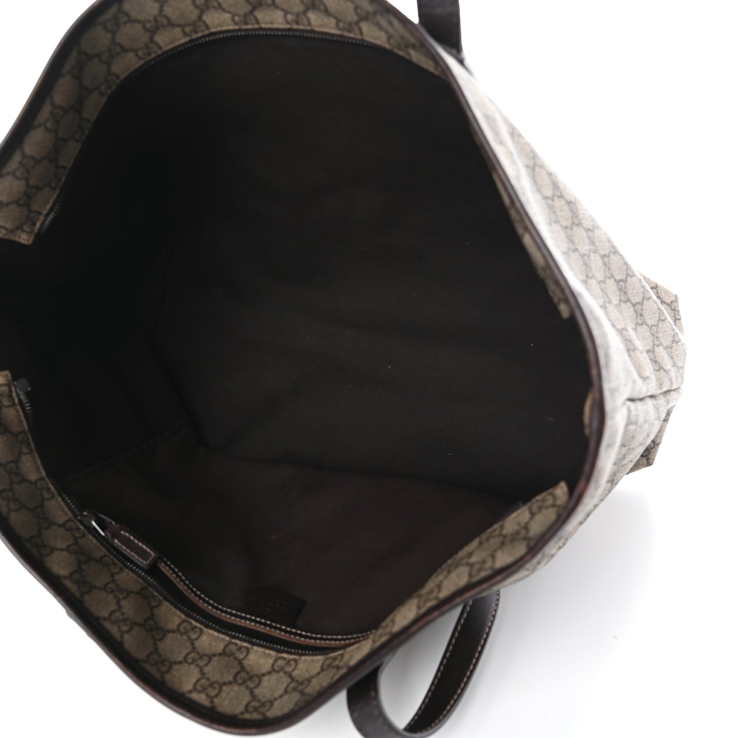 GG Supreme Monogram Large Zippered Shopping Tote Brown