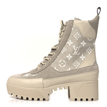 Louis Vuitton Suede Calfskin Laureate Platform Desert Boots 40 Taupe 1 of 10
