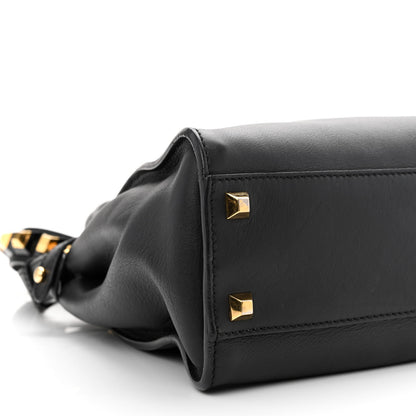 Fendi Vitello Seta Gold Studded Medium Peekaboo Iconic Satchel Black 10 of 11