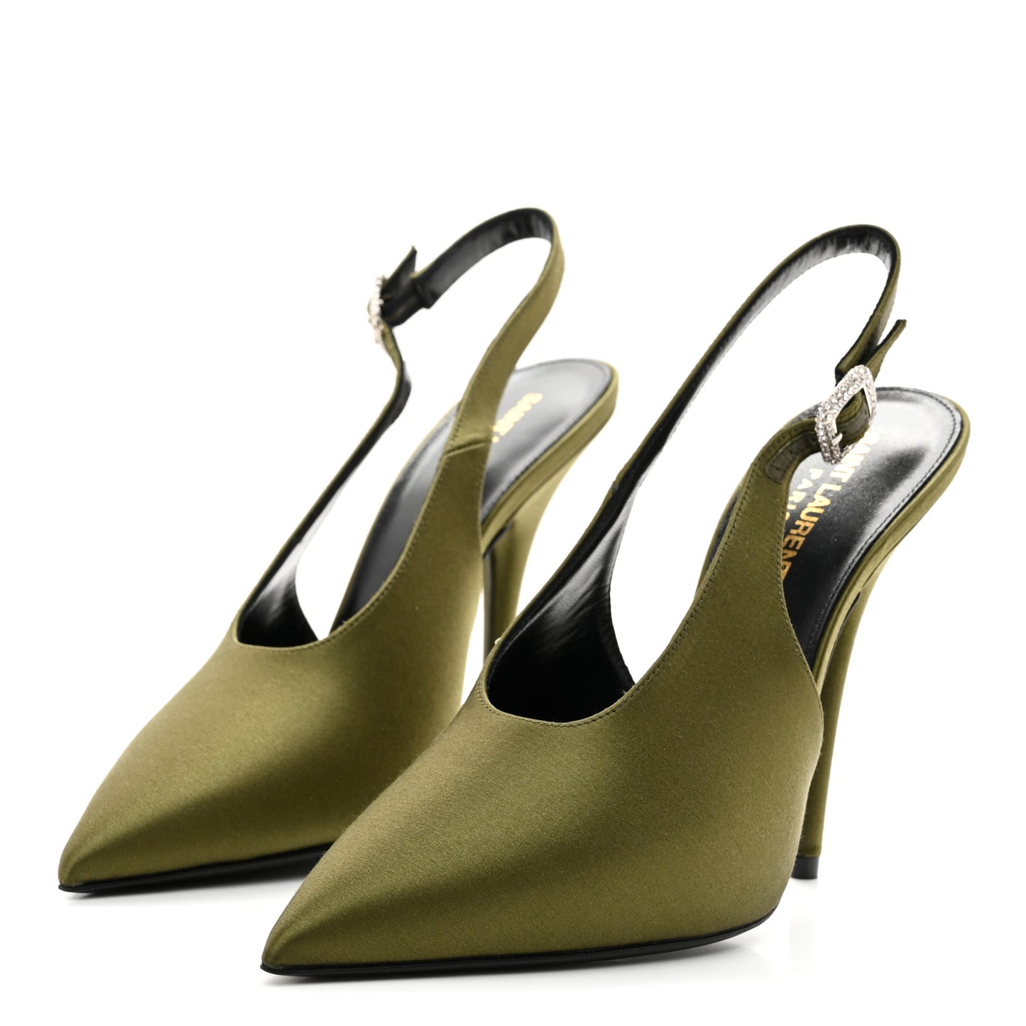 Silk Satin Yasmeen 115 Slingback Pumps 39 Outcry Green