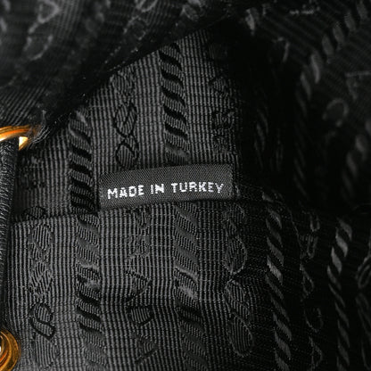 Prada Jacquard Logo Mini Bucket Bag Black 7 of 11