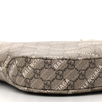 Gucci X BALENCIAGA GG Supreme Monogram Logo Print Medium Jackie 1961 Hobo Beige Ebony 10 of 11
