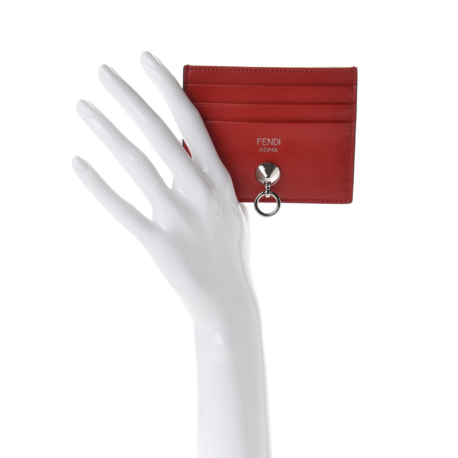 Fendi Vitello Liberty Century Lucido By The Way Card Holder Rosso 2 of 8