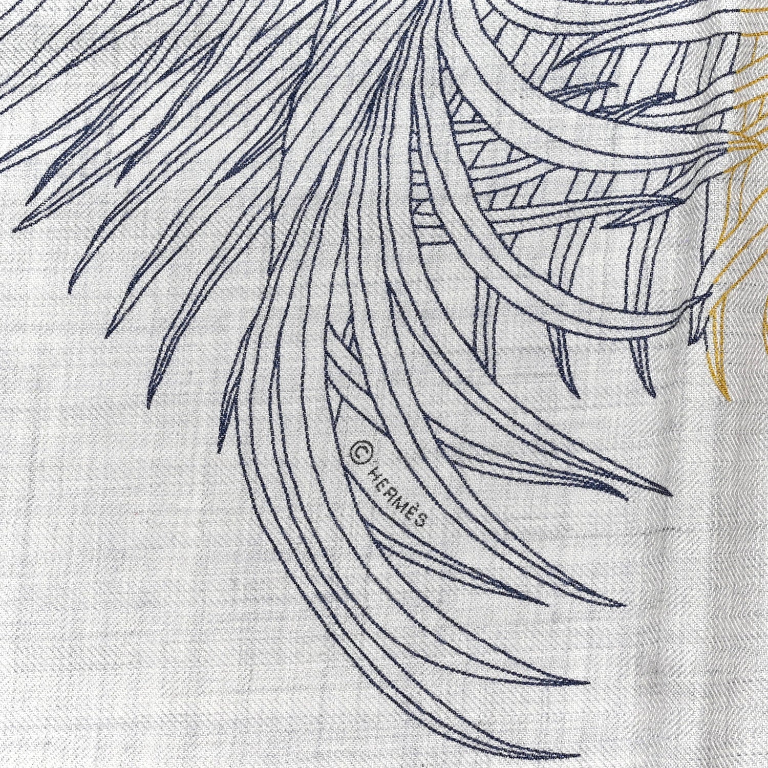 Hermes Cashmere Silk Index Palmarum Finesse Shawl 140 Gris Chine Bronze 2 of 5