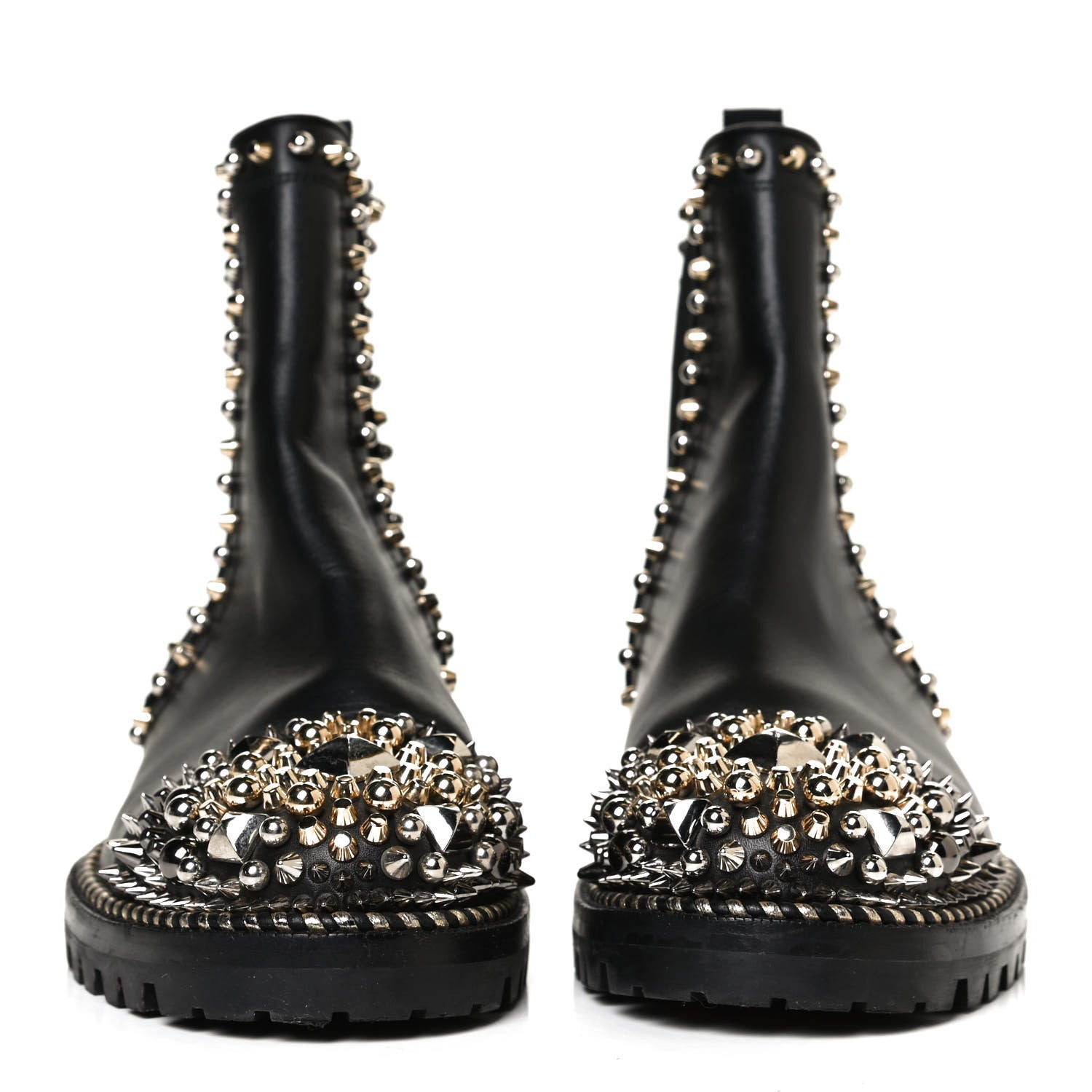 Christian Louboutin Calfskin Studded Chasse A Clou Flat Chelsea Boots 41 Black 2 of 11