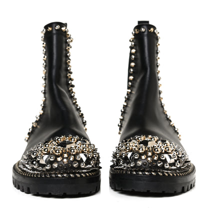 Christian Louboutin Calfskin Studded Chasse A Clou Flat Chelsea Boots 41 Black 2 of 11