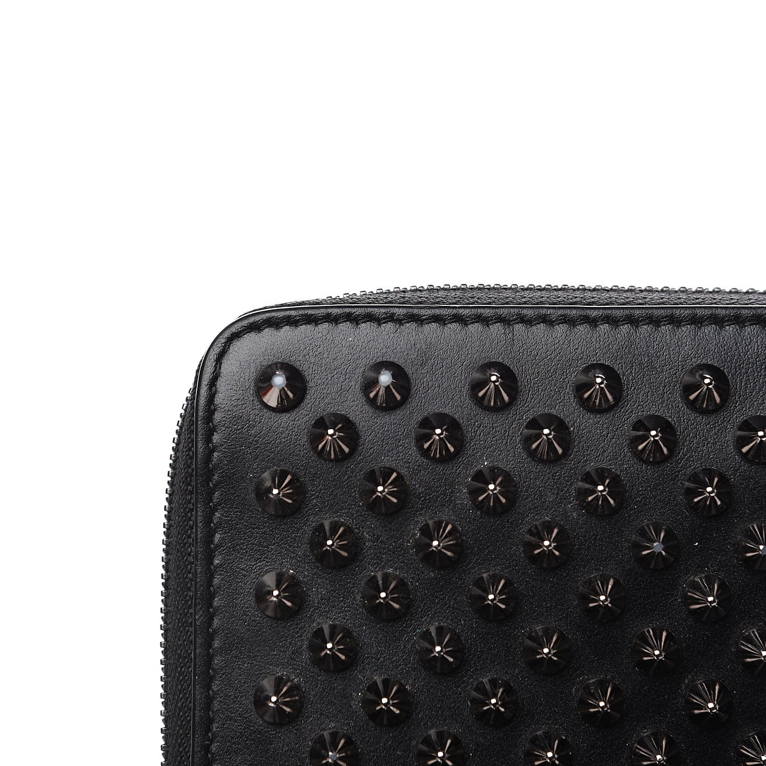 Christian Louboutin Calfskin Panettone Spiked Zip Around Wallet Black 8 of 9