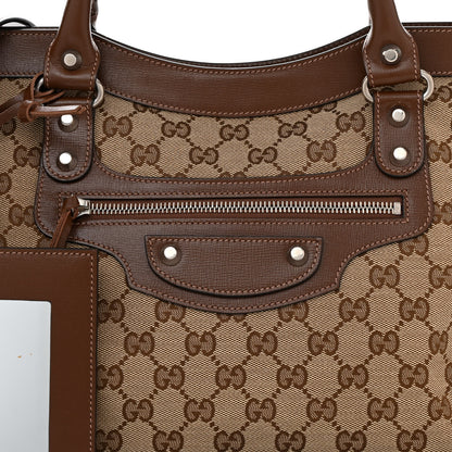 Balenciaga X GUCCI GG Monogram Azalea Calfskin Neo Classic Silver Hardware Medium City Beige Ebony Brown Sugar 9 of 11