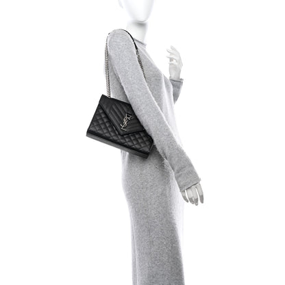 Saint Laurent SAINT LAURENT Grain De Poudre Textured Mixed Matelasse Triquilt Medium Monogram Satchel Black 2 of 14