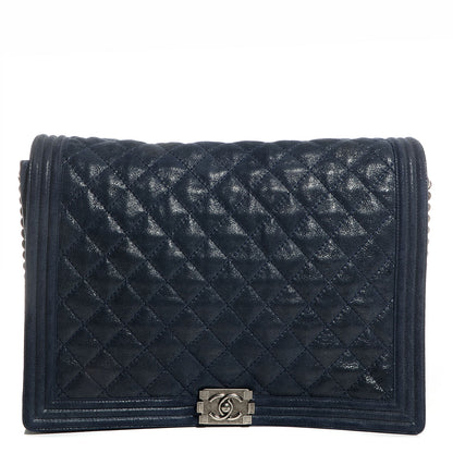 Chanel Goatskin Quilted Large Gentle Boy Flap Navy 1 of 8