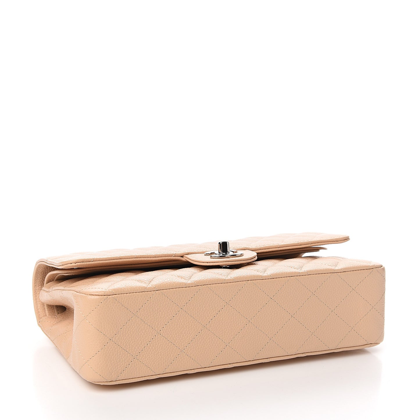 Caviar Quilted Medium Double Flap Beige Clair
