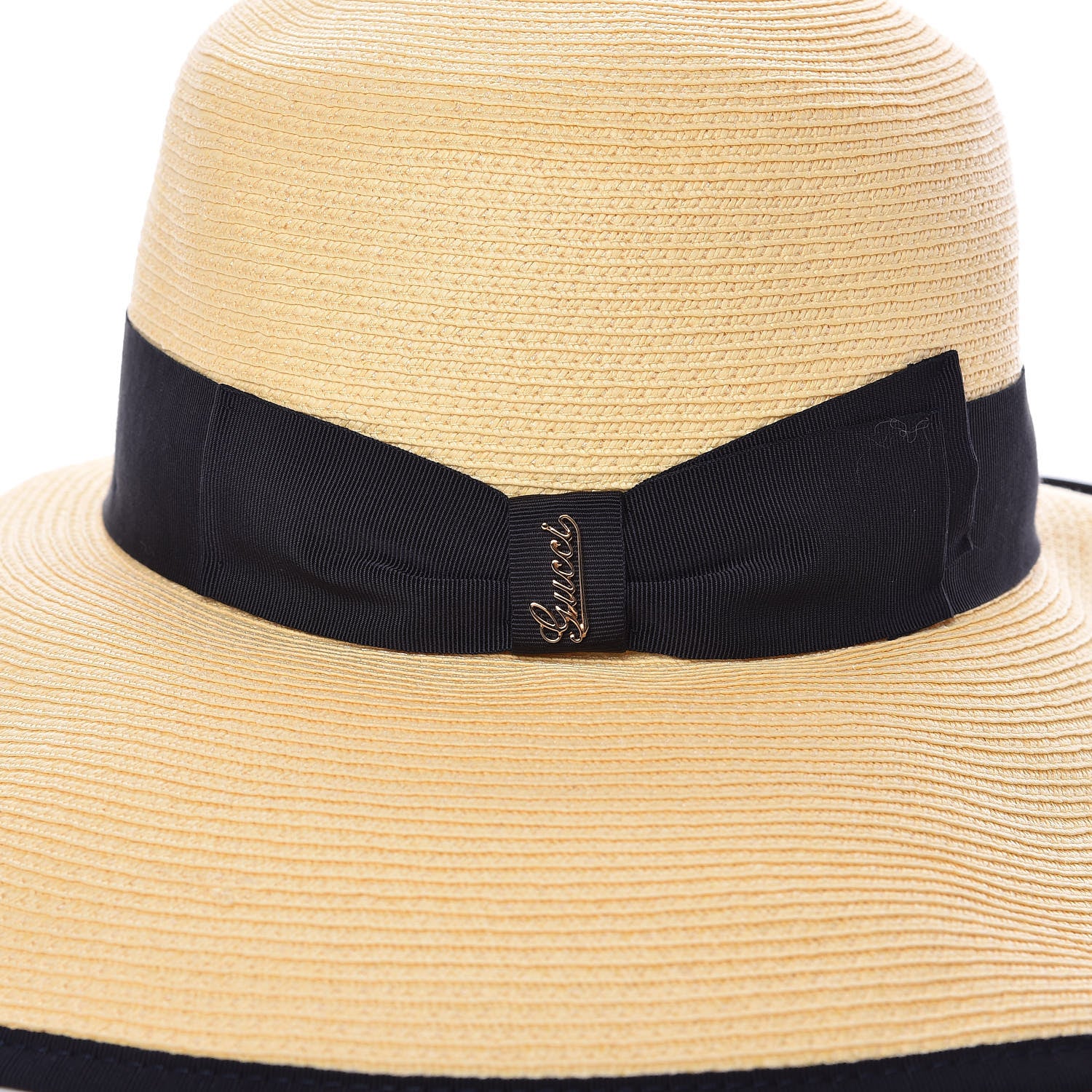 Gucci Straw Wide Brim 1973 Hat M Black Natural 9 of 9