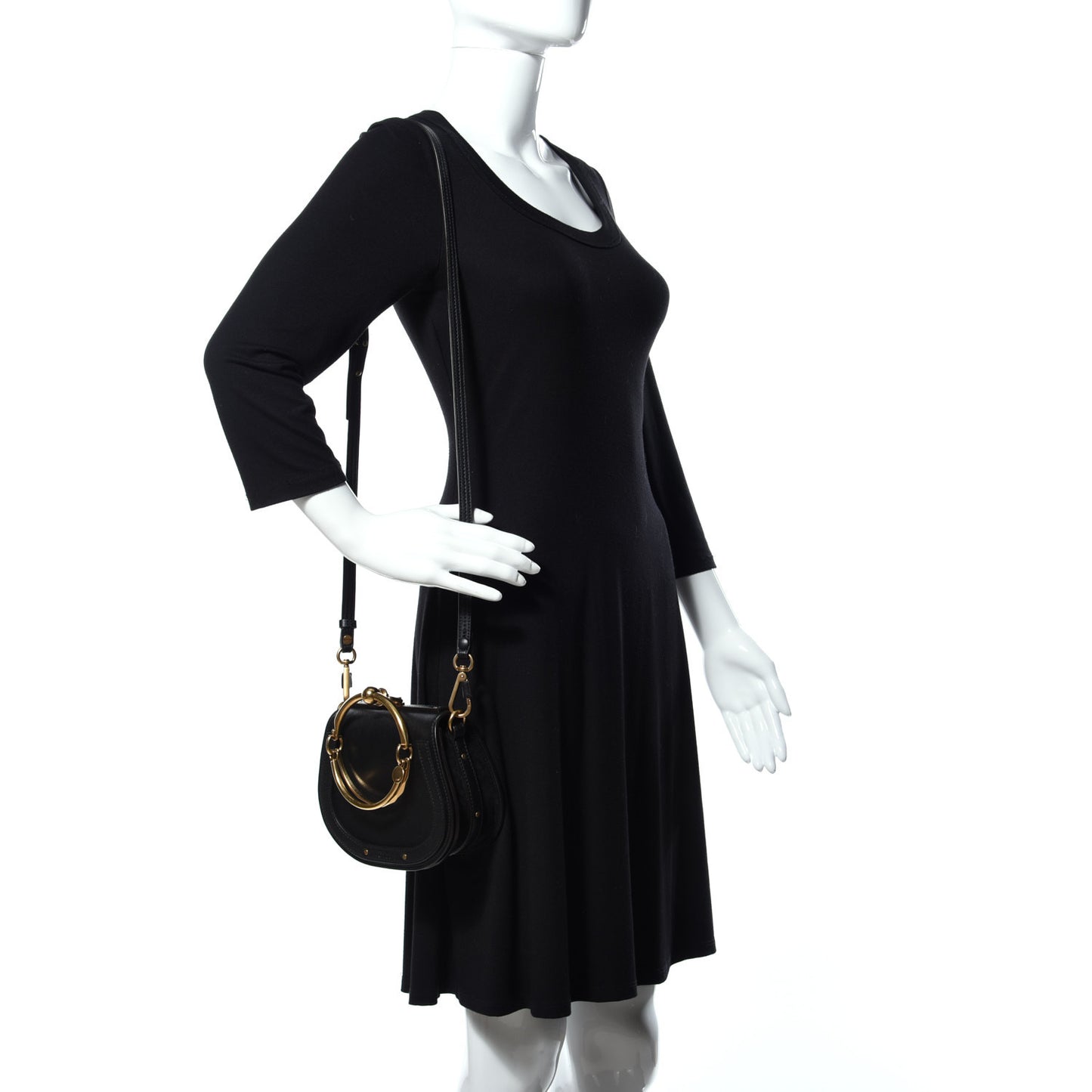 Calfskin Suede Small Nile Bracelet Bag Black