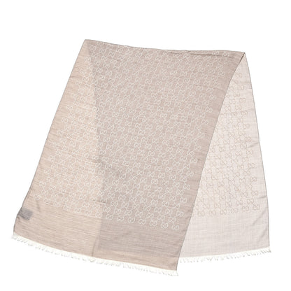 Gucci Wool Silk GG Monogram GGNat Plus Scarf Sand 3 of 5