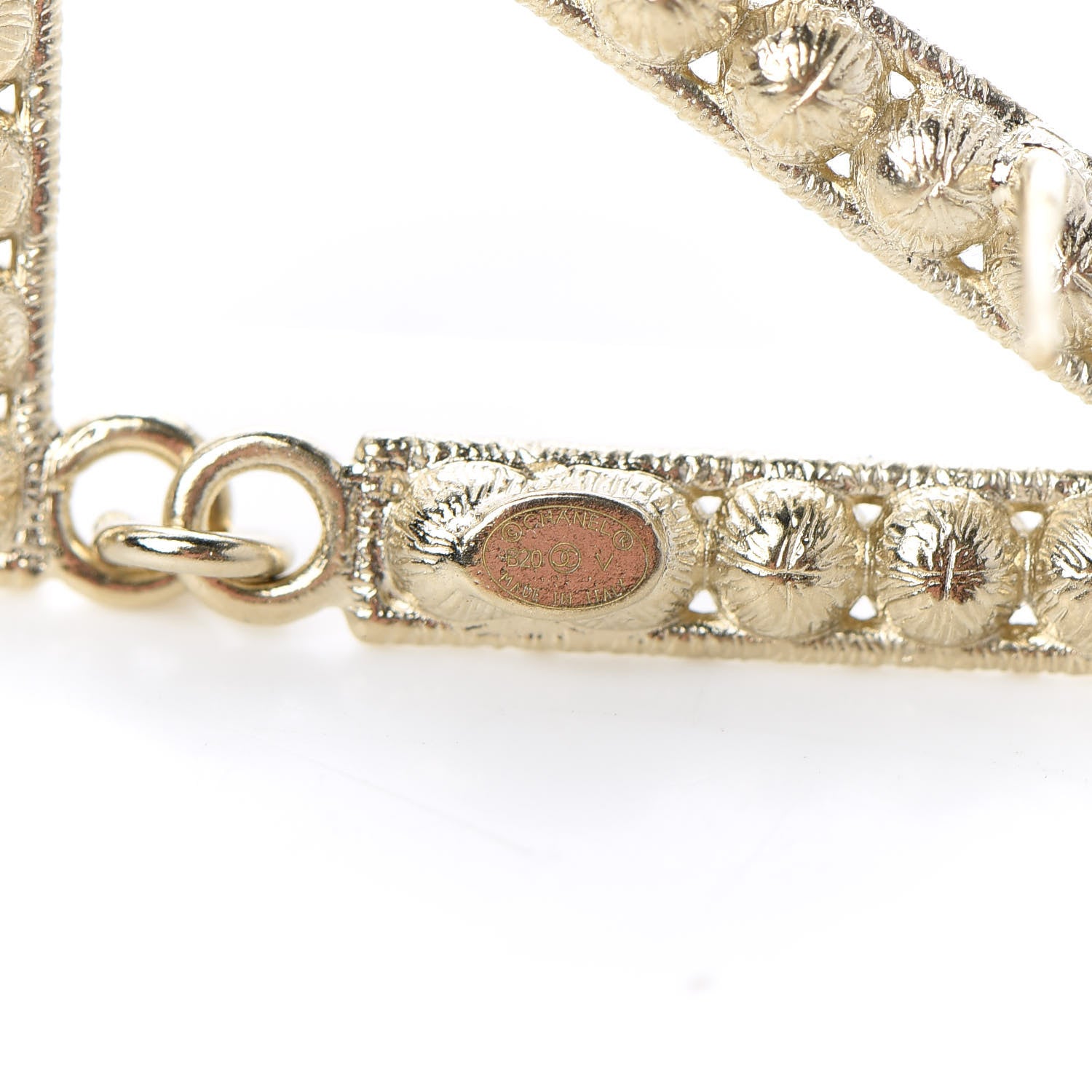 Chanel Crystal Cha-Nel Logo Drop Earrings Gold 4 of 5