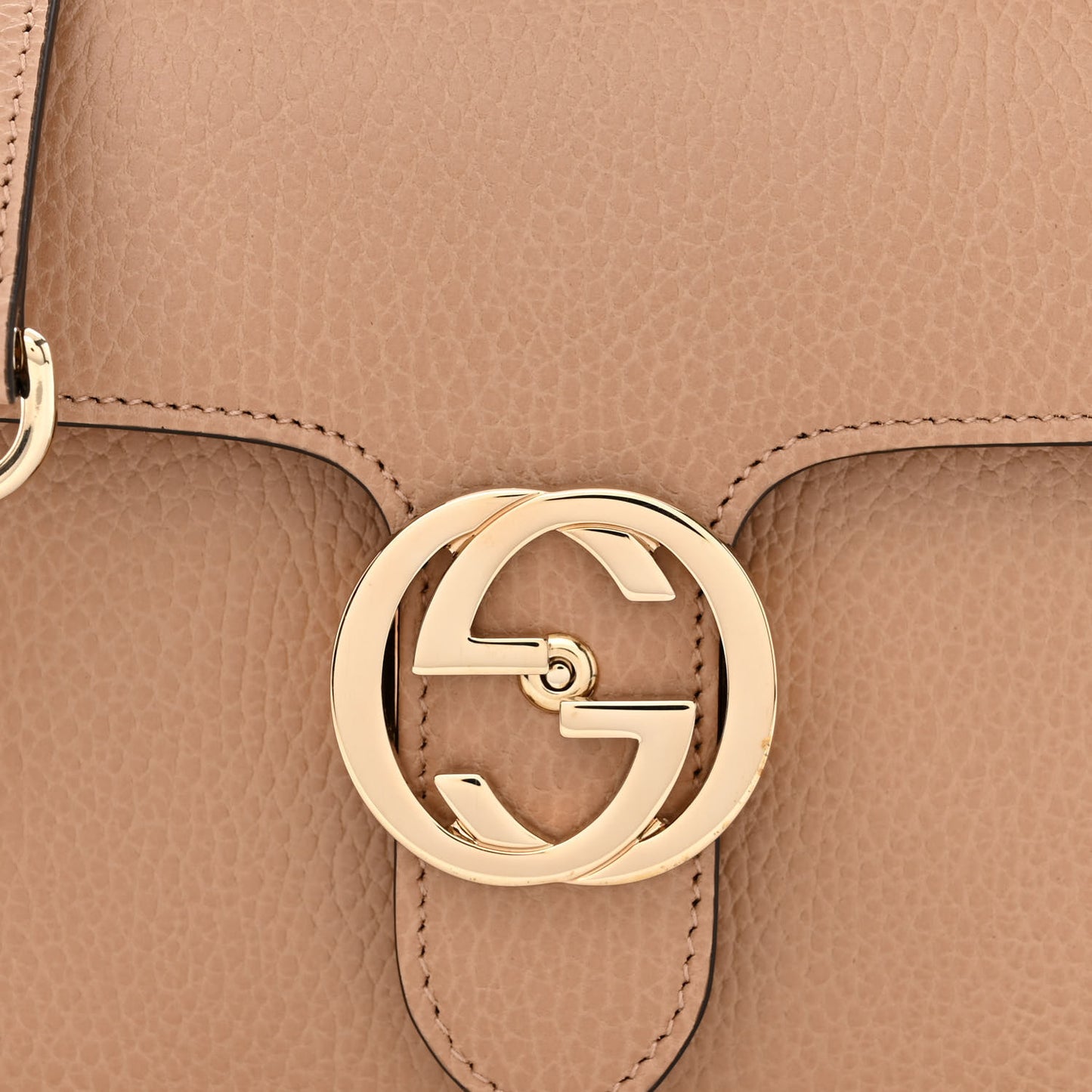 Dollar Calfskin Small Interlocking G Shoulder Bag Camelia