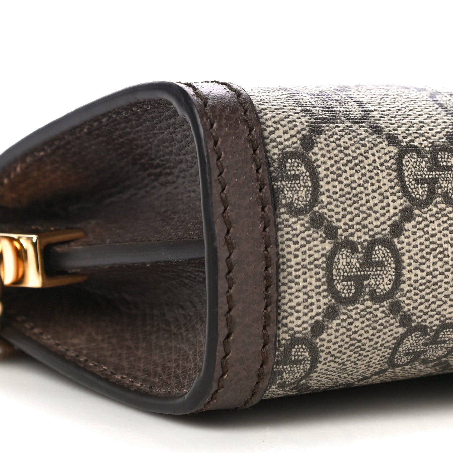 Gucci GG Supreme Monogram Textured Dollar Calfskin Web Mini Ophidia Chain Shoulder Bag Beige Ebony New Acero 10 of 12