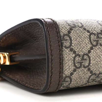 Gucci GG Supreme Monogram Textured Dollar Calfskin Web Mini Ophidia Chain Shoulder Bag Beige Ebony New Acero 10 of 12