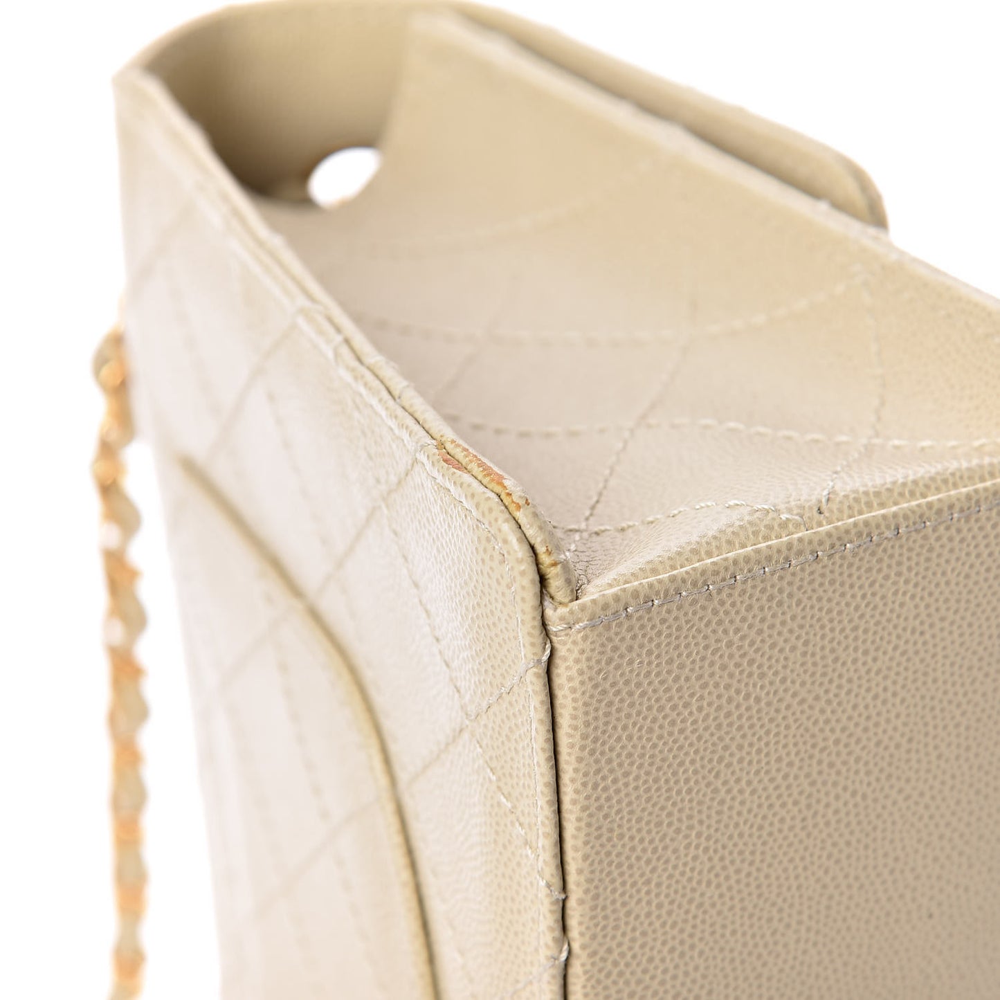 Caviar Stitch Medium Single Flap Beige Clair