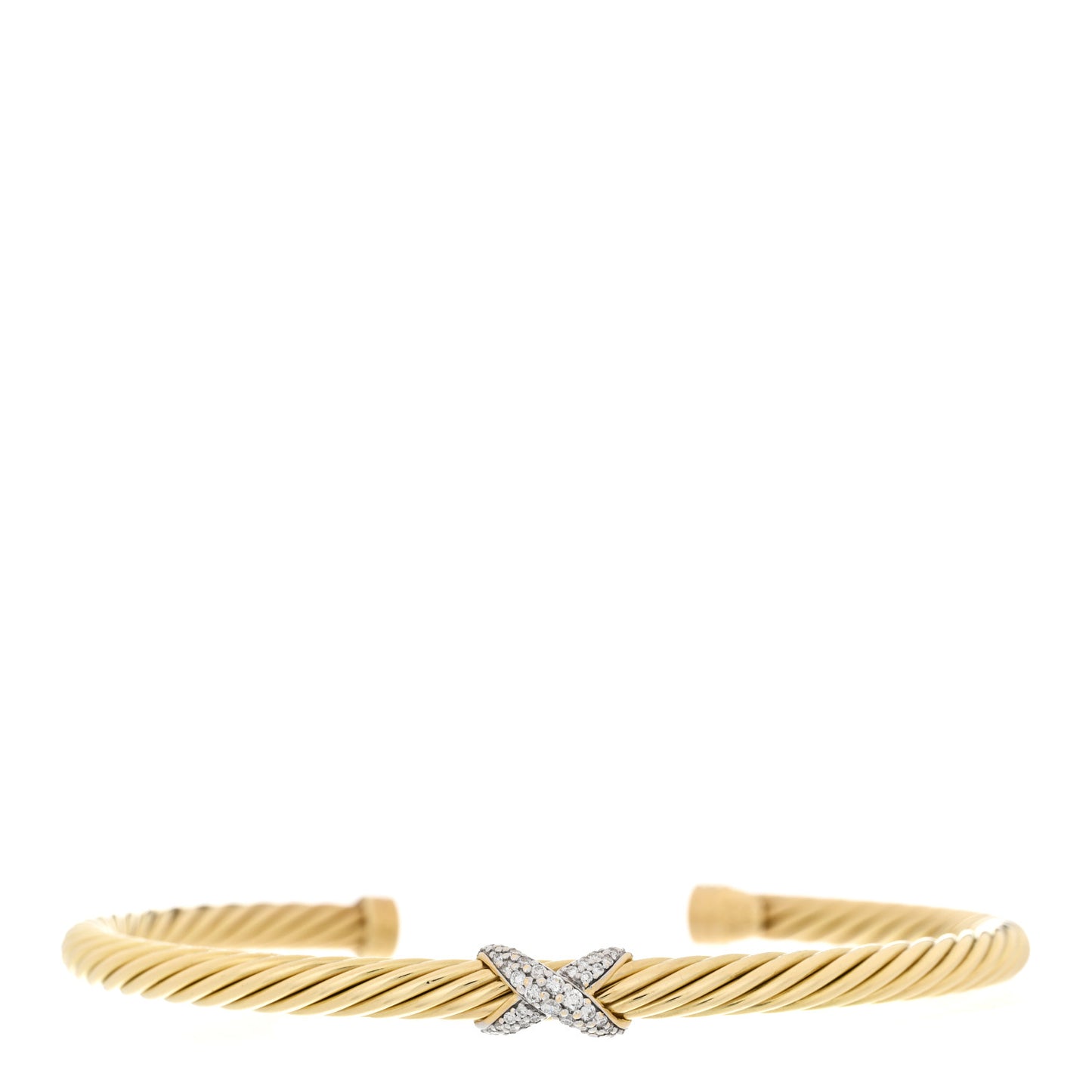 18K Yellow Gold Diamond 4mm Cablespira X Station Cable Bracelet