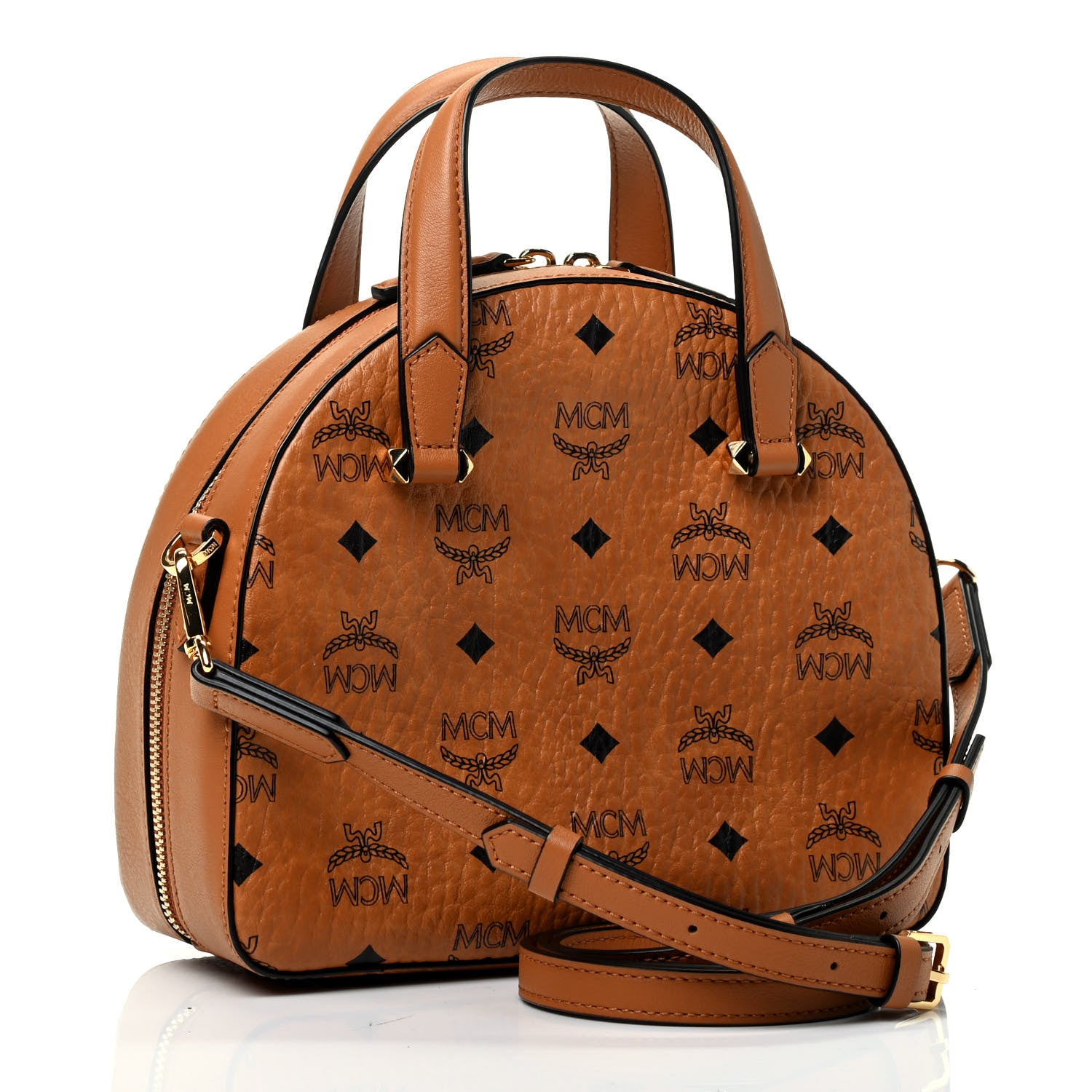 MCM Visetos Essential Small Disco Tote Cognac 2 of 4