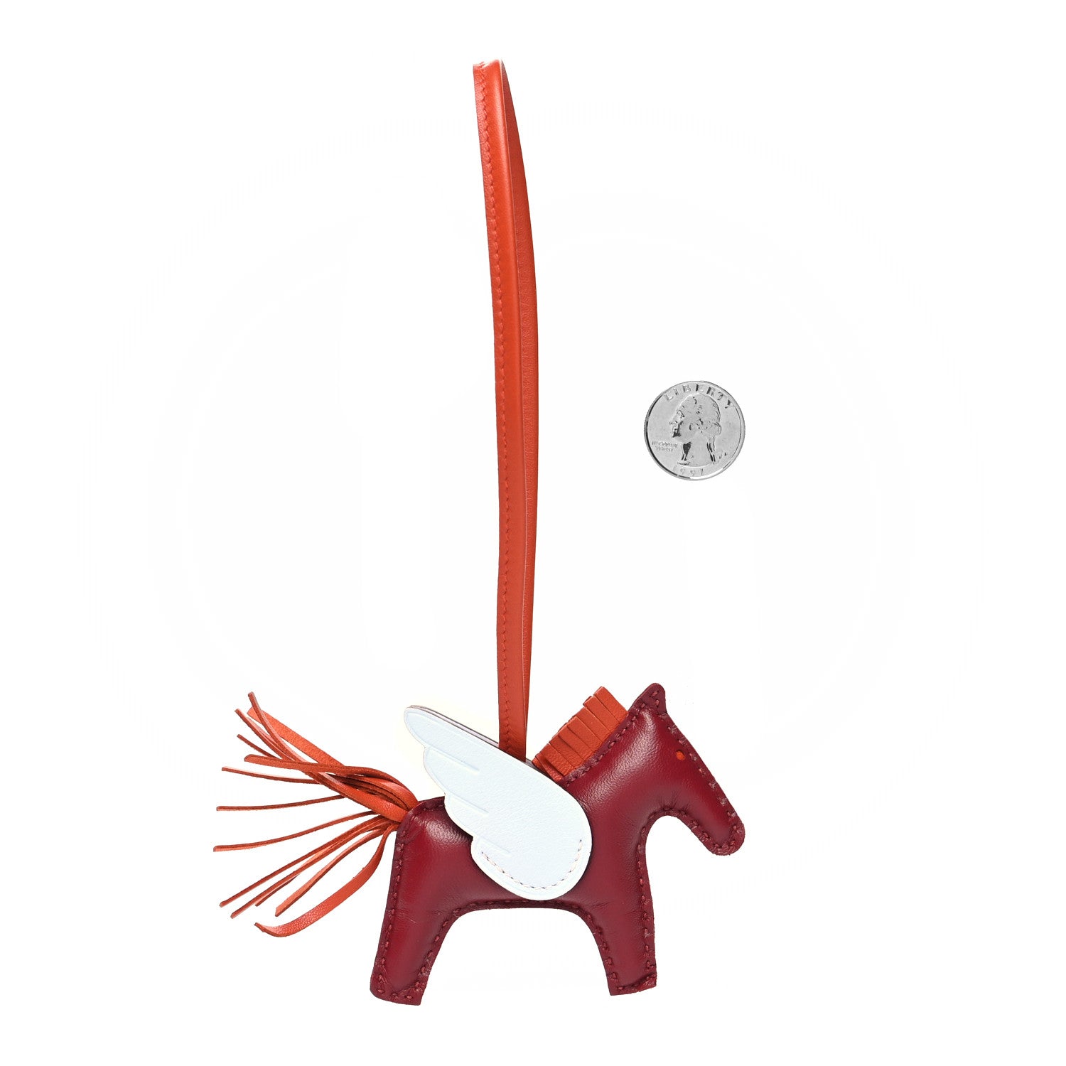 Hermes Milo Lambskin Grigri Rodeo Pegase Horse Bag Charm PM Rouge Grenat Cornaline Bleu Brume 2 of 4