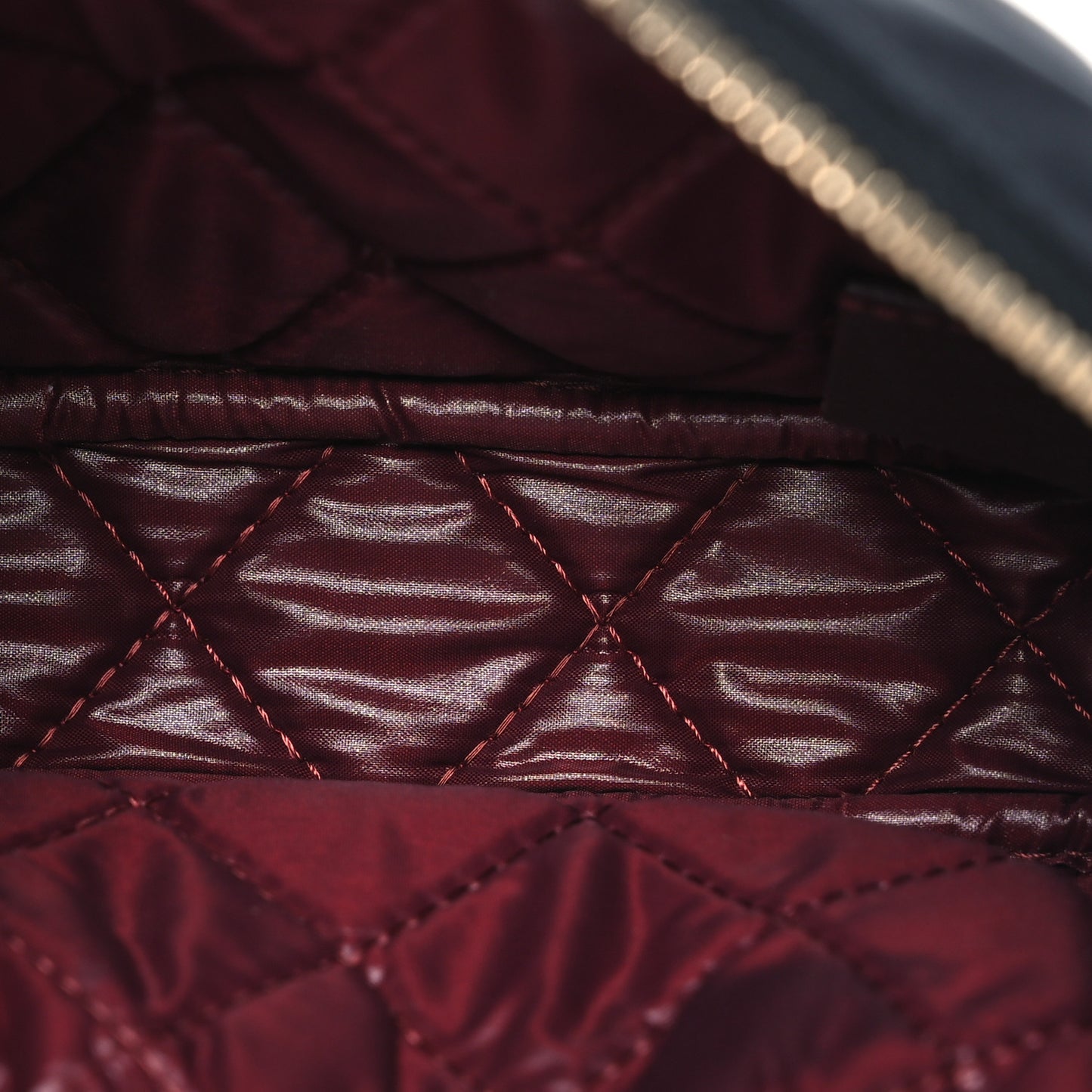 Lambskin Quilted Small Curvy Pouch Cosmetic Case Black