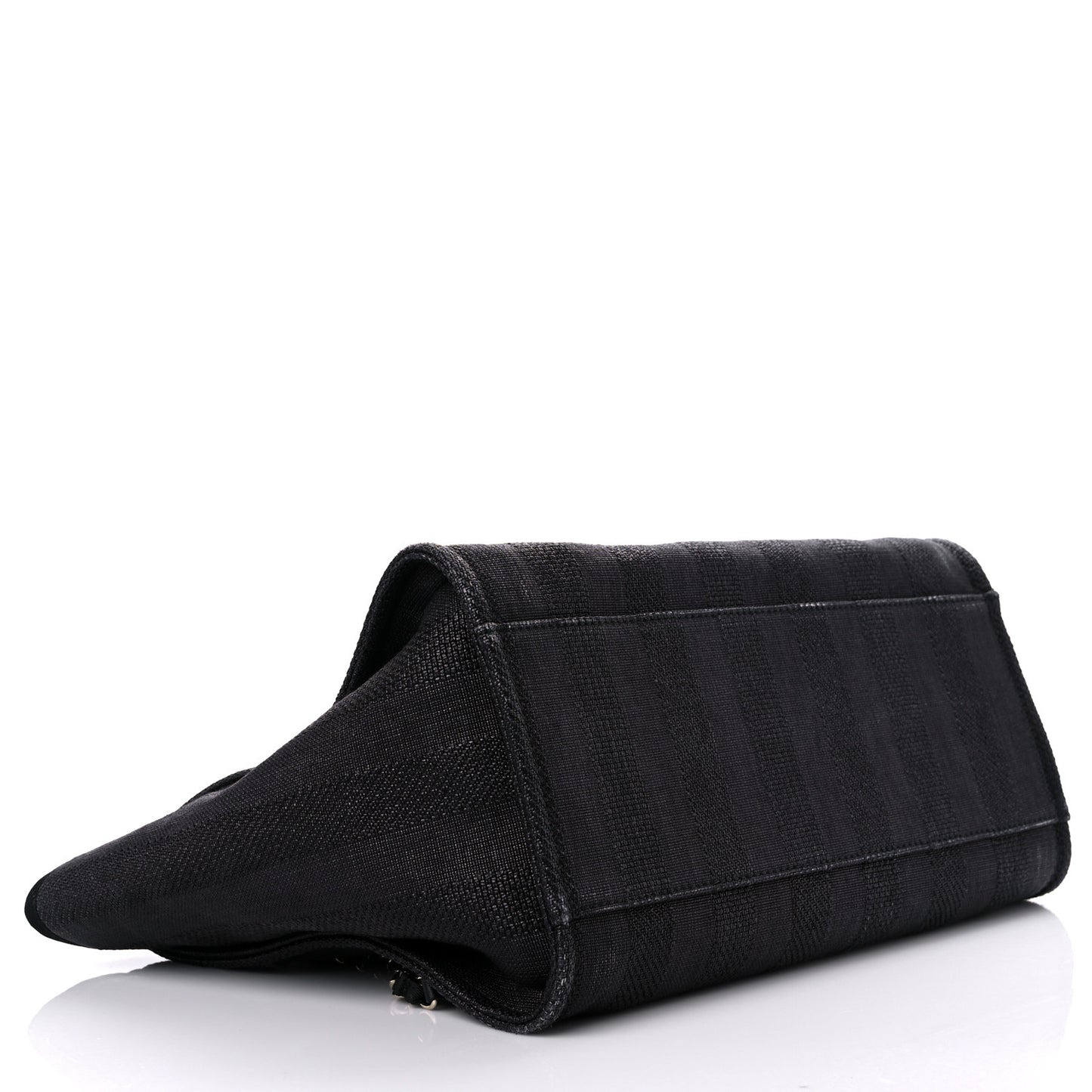 Mixed Fibers Calfskin Striped Medium Deauville Tote Black