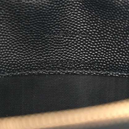Saint Laurent Grain De Poudre Matelasse Chevron Monogram Envelope Chain Wallet Black 7 of 11