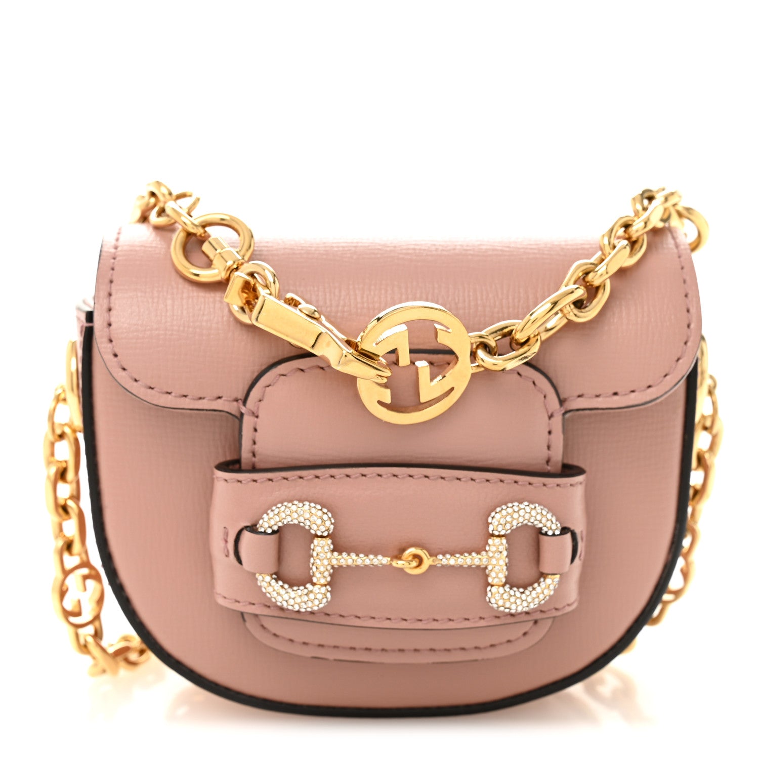 Gucci Azalea Calfskin Crystal GG Monogram Mini Horsebit 1955 Waist Bag Pink 1 of 10