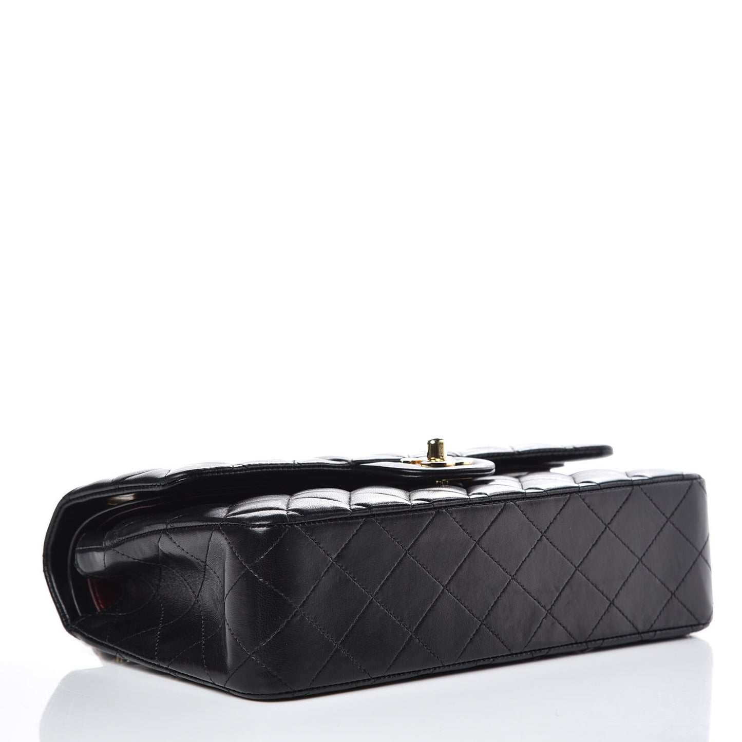 Lambskin Quilted Medium Double Flap Black