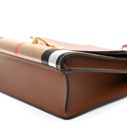 Burberry Derby Calfskin House Check Small Macken Crossbody Bag Tan 9 of 9