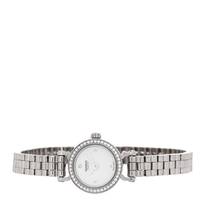 Hermes 18K White Gold Diamond 16mm Faubourg Quartz Watch 2 of 4
