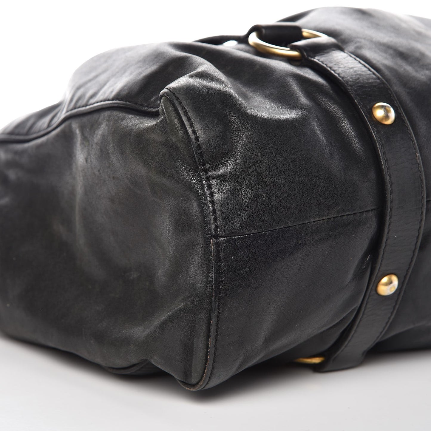 Vitello Lux Gathered Tote Black