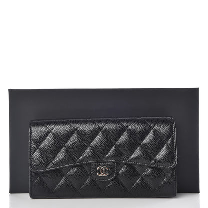 Chanel Caviar Quilted Large Gusset Flap Wallet Black 9 of 9