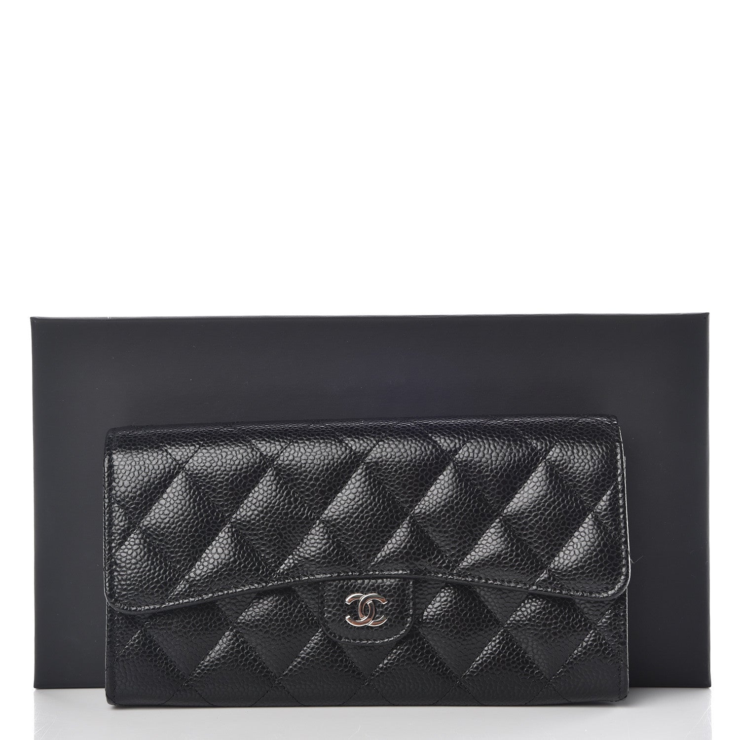 Chanel Caviar Quilted Large Gusset Flap Wallet Black 9 of 11