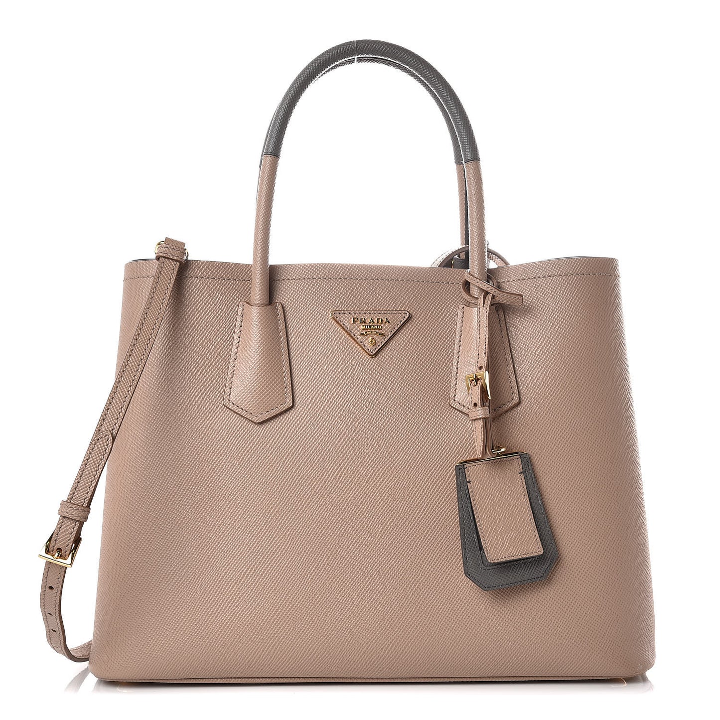 Saffiano Cuir Medium Double Bag Cammeo Marmo