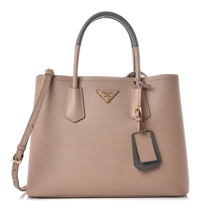 Prada Saffiano Cuir Medium Double Bag Cammeo Marmo 1 of 13