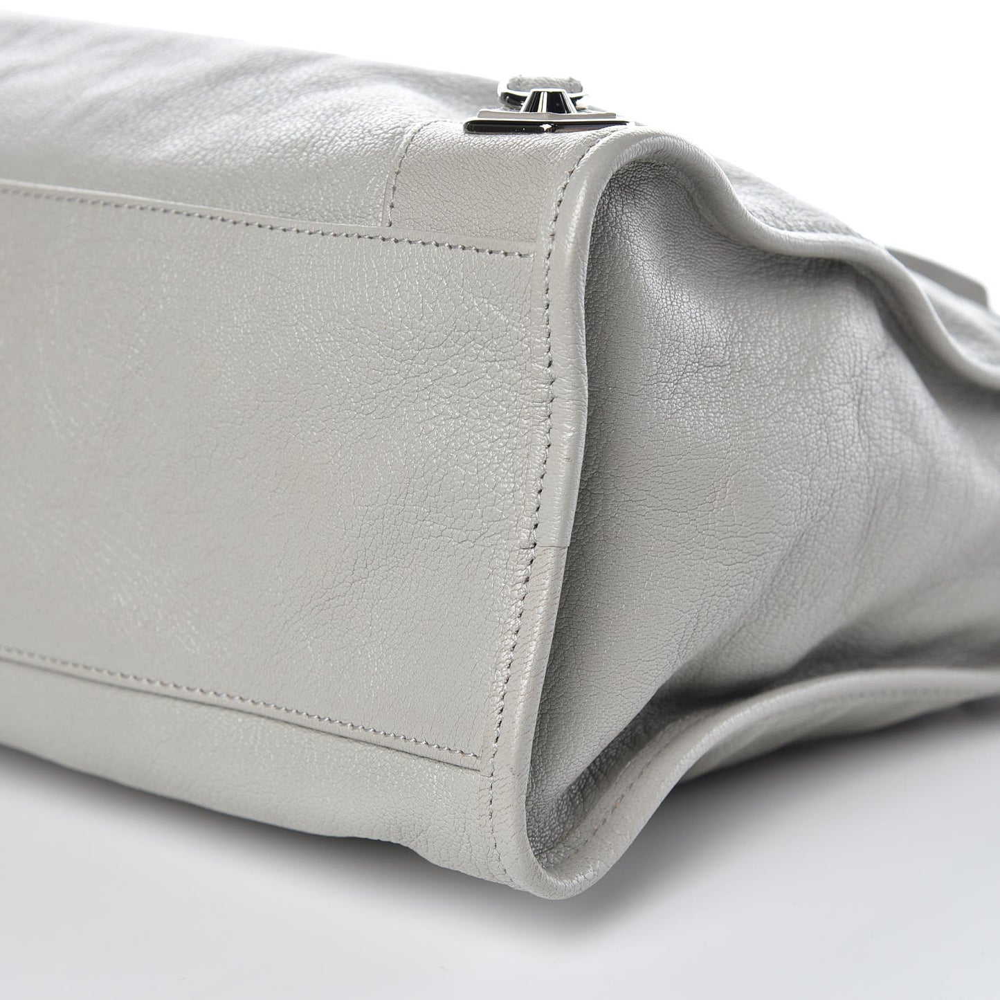 Chevre Silver Metallic Edge Hardware City Gris Glace