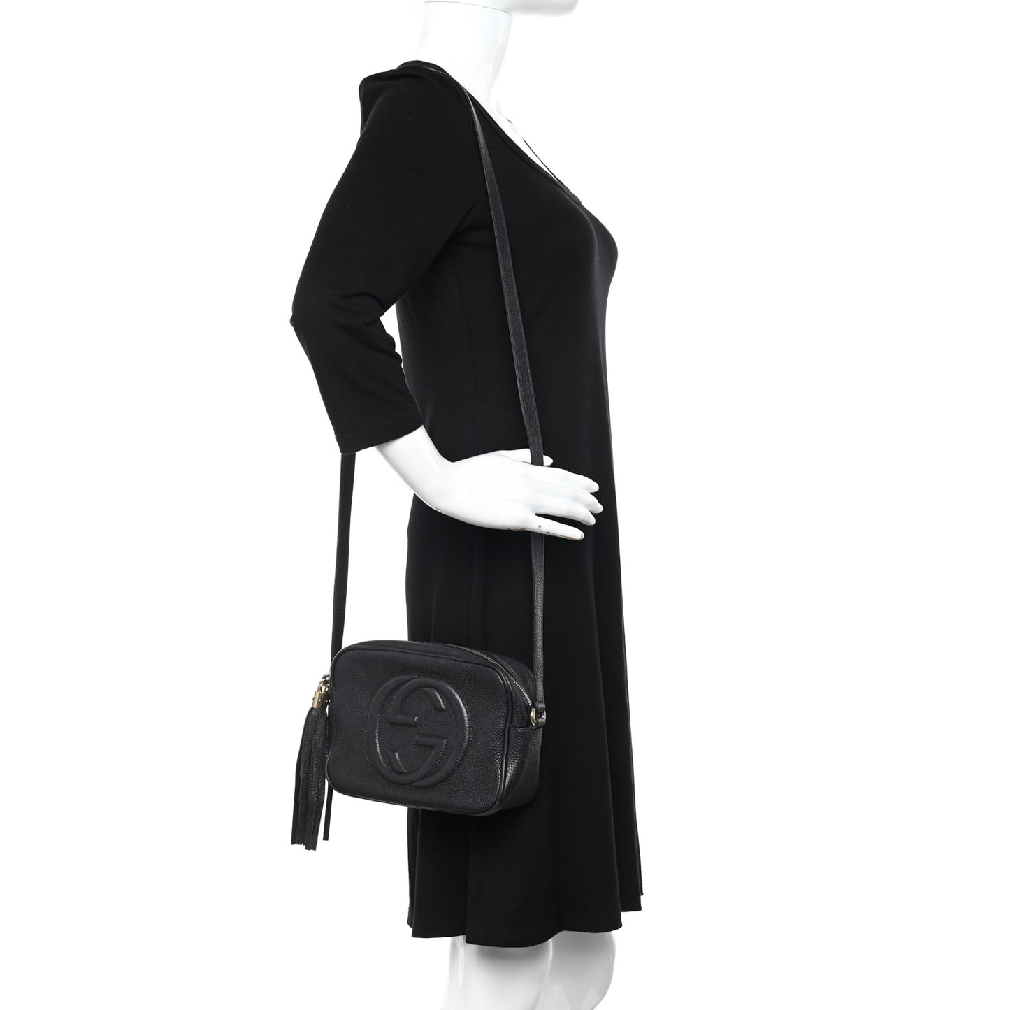 Pebbled Calfskin Small Soho Disco Bag Black