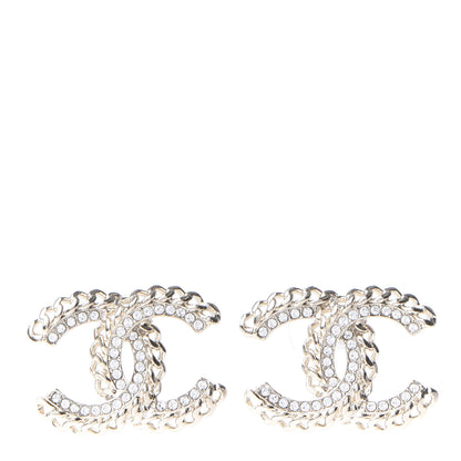 Chanel Crystal Chain CC Earrings Gold 1 of 5