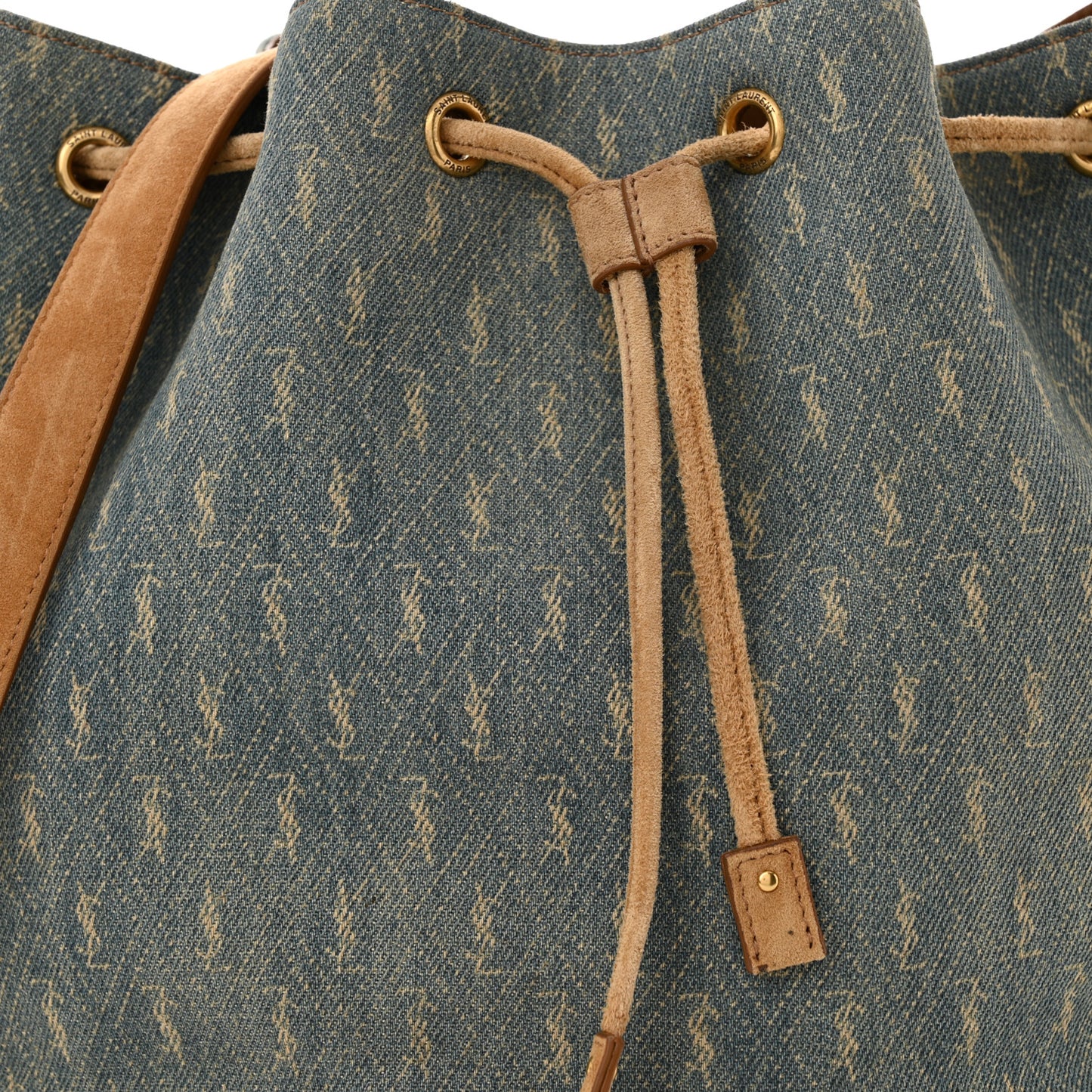 Canvas All-Over Monogram Bucket Bag Denim