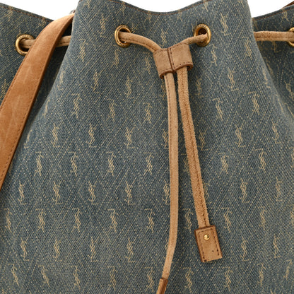 Saint Laurent Canvas All-Over Monogram Bucket Bag Denim 9 of 12