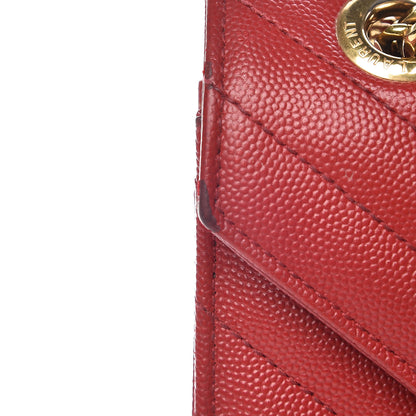 Saint Laurent Grain De Poudre Matelasse Chevron Large Monogram Satchel Lipstick Red 15 of 24