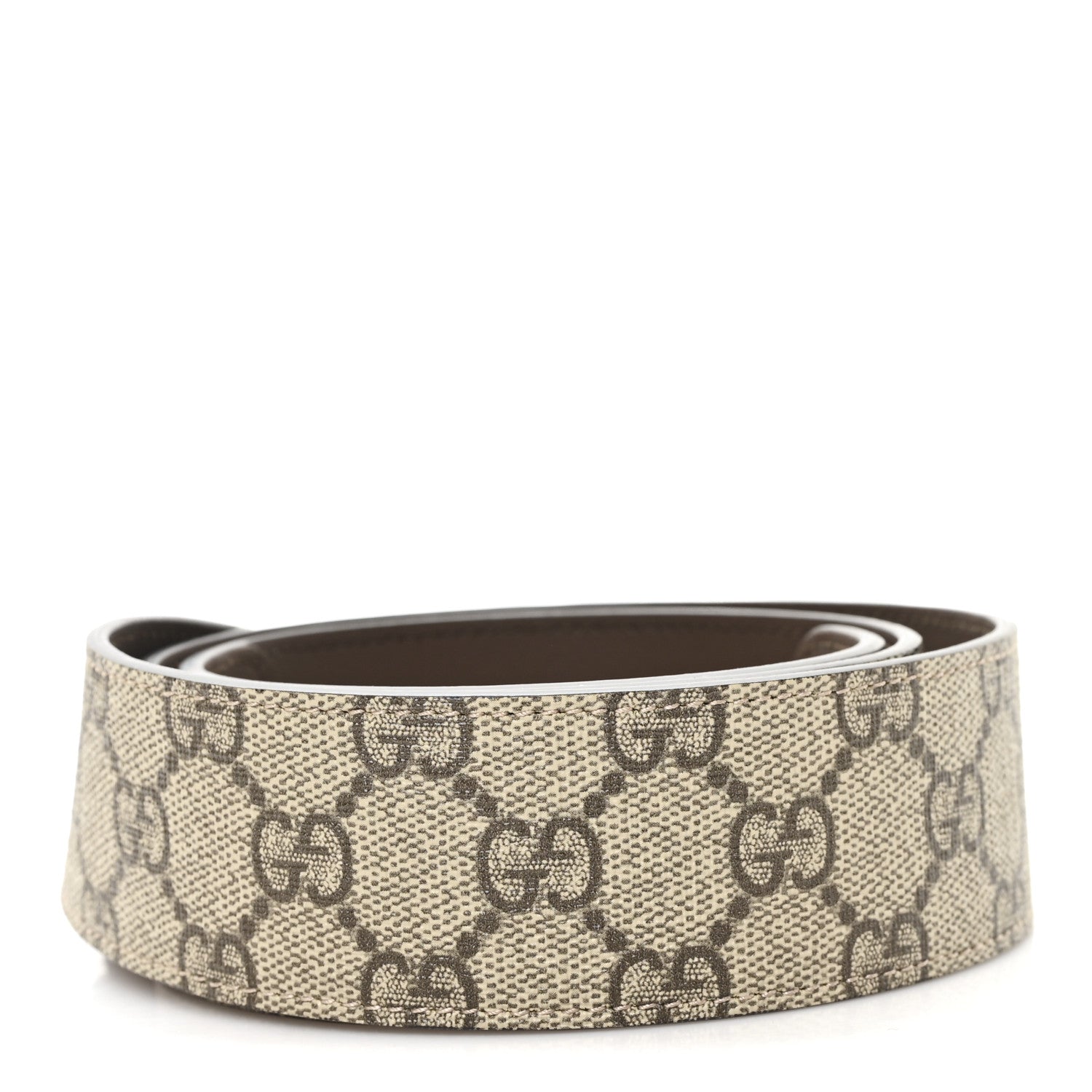 Gucci GG Supreme Monogram Matte Plutone Calfskin Double G 40mm Belt 90 36 Beige Ebony New Acero 2 of 4