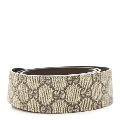 Gucci GG Supreme Monogram Matte Plutone Calfskin Double G 40mm Belt 90 36 Beige Ebony New Acero 2 of 4