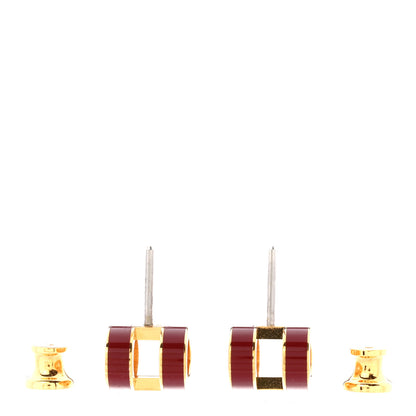 Hermes Gold Lacquered Pop H Earrings Rouge Vif 3 of 4
