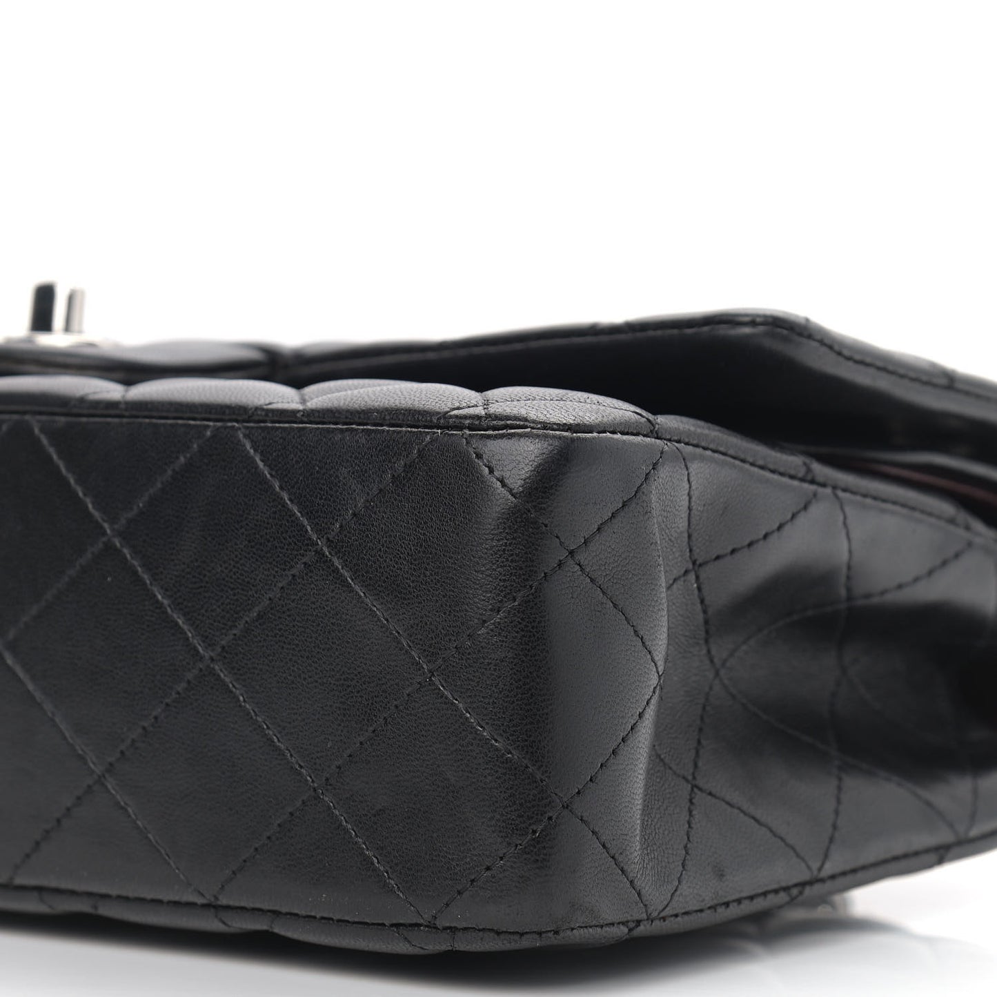 Lambskin Quilted Medium Double Flap Black